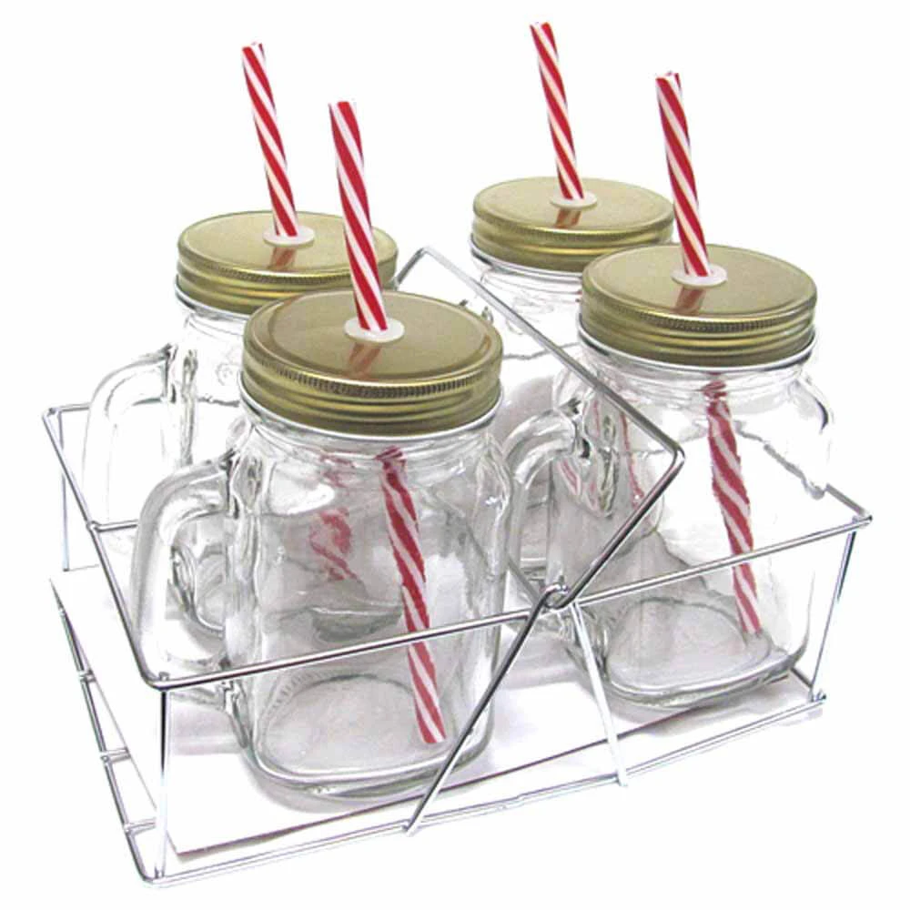 Avanti 4pc Mason Jar & Caddy Set 1 Avanti 4pc Mason Jar & Caddy Set