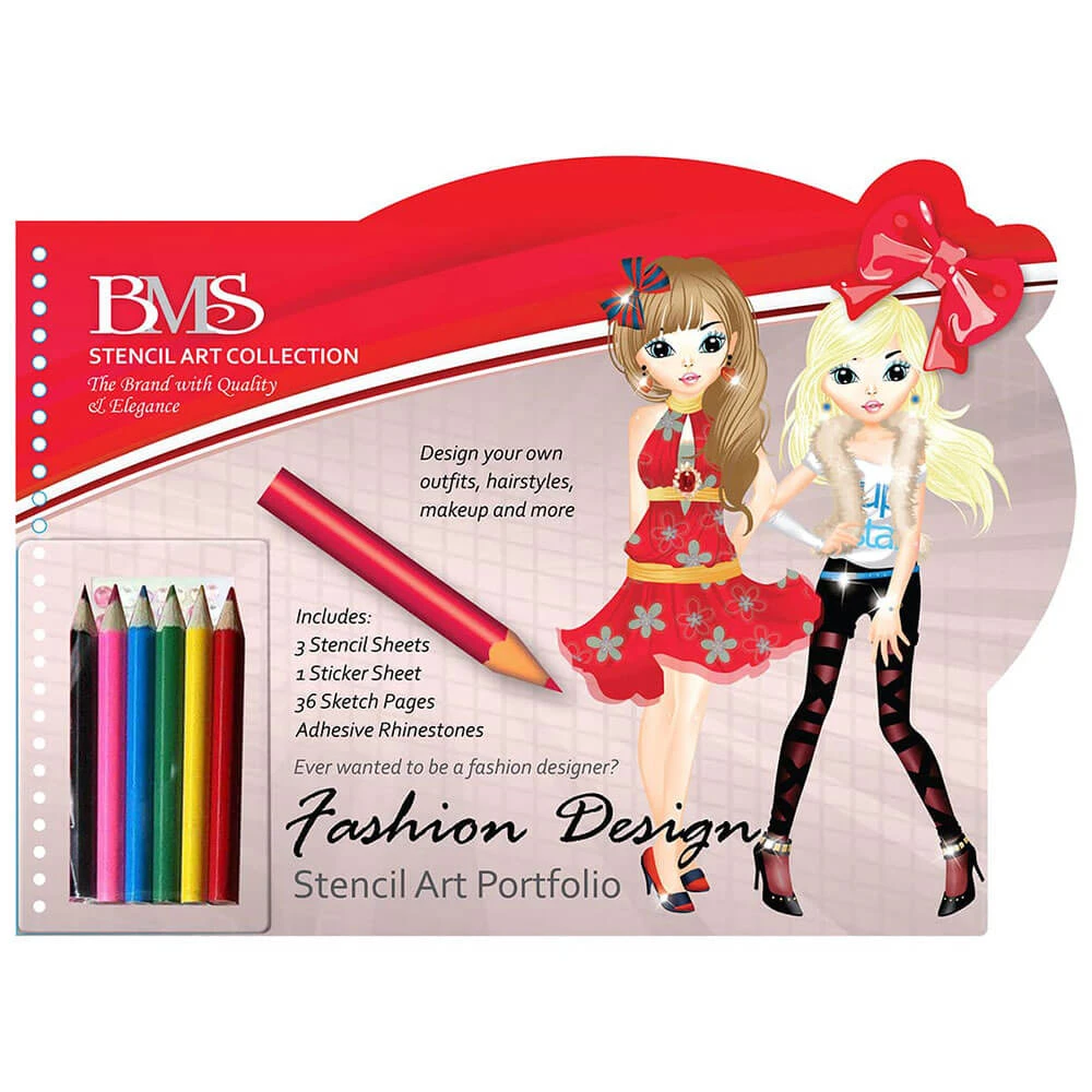 Fashion Design Folio With Pencils & Adhesive Appliques 1 Fashion Design Folio With Pencils & Adhesive Appliques