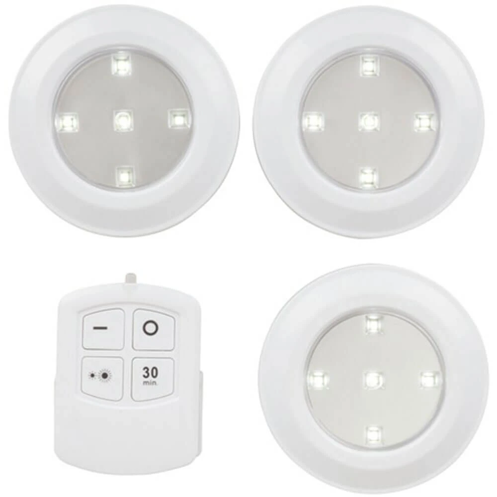 Remote Controlled LED Puck Light Triple Pack 1 Remote Controlled LED Puck Light Triple Pack