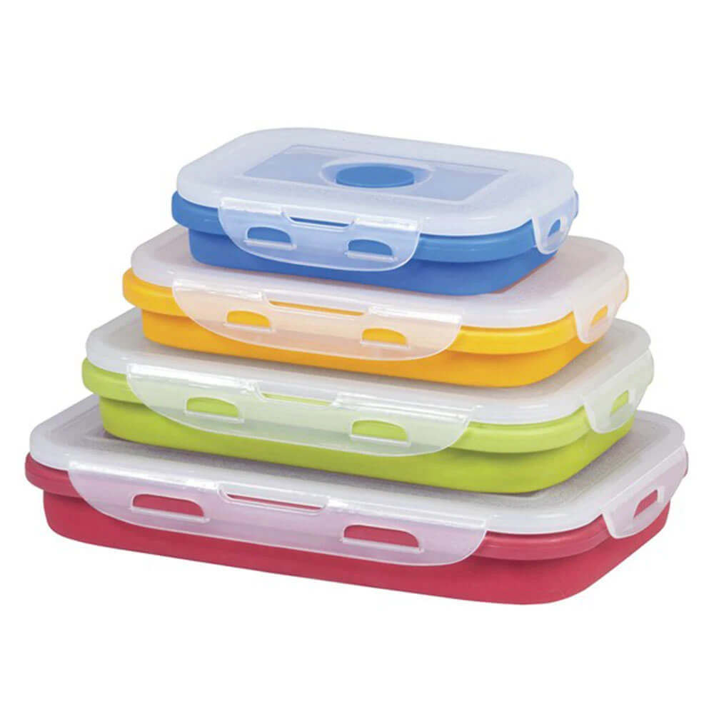 4 Pcs. Set Collapsible Containers With Lid (400ml-1300ml) 1 4 Pcs. Set Collapsible Containers With Lid (400ml-1300ml)