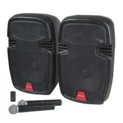 100W 8-Channel PA Speaker System With Wireless Microphones