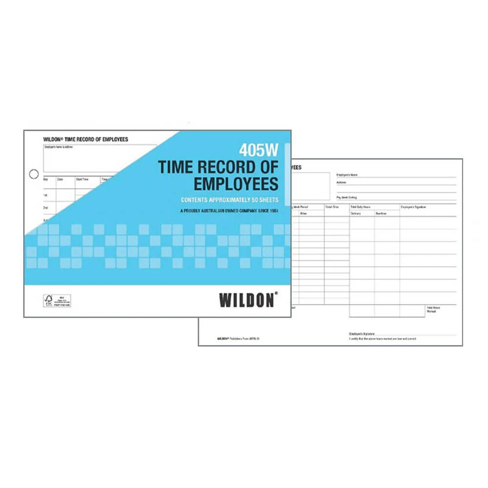 Wildon Time Record Sheet (50pk) 1 Wildon Time Record Sheet (50pk)