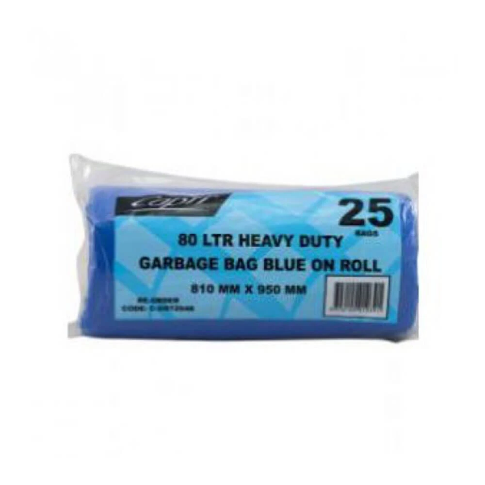 Capri Heavy Duty Garbage Bag 810x950mm 80L Blue (25/roll) 1 Capri Heavy Duty Garbage Bag 810x950mm 80L Blue (25/roll)