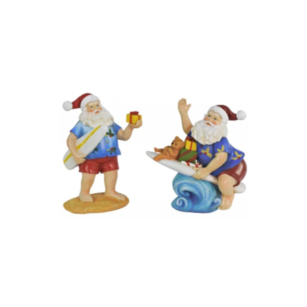 Christmas Resin Surfing Santa Decoration (2pk) 1 Christmas Resin Surfing Santa Decoration (2pk)