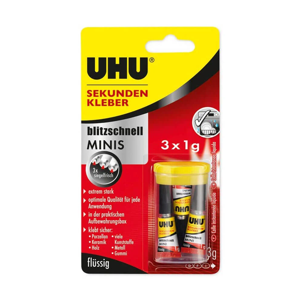 UHU Minis Super Glue (3pcs 1mL) 1 UHU Minis Super Glue (3pcs 1mL)